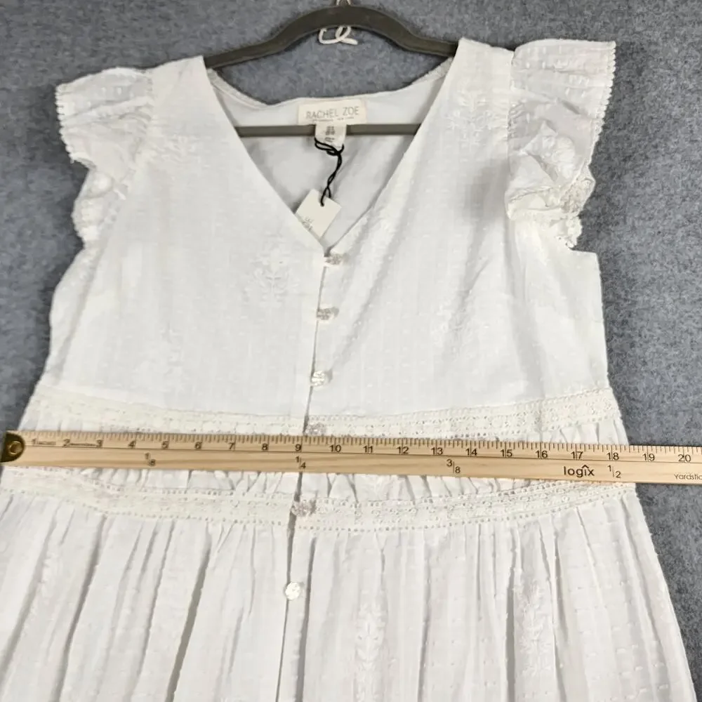 Rachel Zoe White Maxi Dress Lace Eyelet Boho Size 8 - Picture 10 of 13